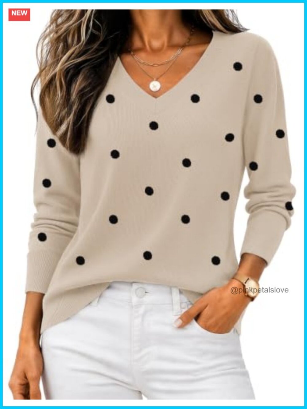Zeagoo V Neck Ribbed Knit Pullover Sweater Long Sleeve Fall Top
